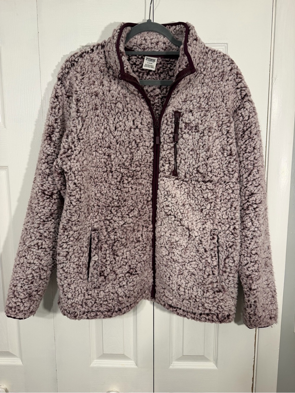 PINK Victoria’s Secret Sherpa Full Zip Jacket M Purple